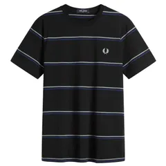 フレッドペリー メンズ トップス Tシャツ Fred Perry Fine Stripe TShirt Black ブラック
