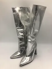 ZARA ザラ ポインテッドトゥ ロング ブーツ size36/シルバー ◆■ レディース