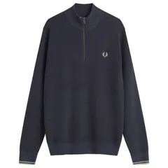フレッドペリー メンズ アウター ニット・セーター ハーフジップ Fred Perry Waffle Zip Half Zip Jumper Dark Airforce