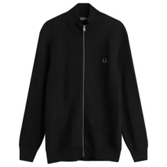 フレッドペリー メンズ アウター カーディガン フルジップ Fred Perry Textured Zip Through Cardigan Black ブラック