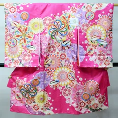 お宮参り 産着 女児 女の子 合繊 のしめ 金刺繍 綸子地 マゼンタ 豪華絢爛 ねじり梅 祝着 一つ身 掛け着 熨斗目 NO43107