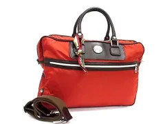 超美品 Orobianco オロビアンコ ブリーフケース - レッド系×ブラウン系 ナイロン×レザー メンズ S3 リモンタ LIMONTA 1893