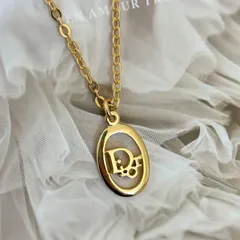 【美品】クリスチャンディオール ネックレス ディオール ロゴオーバル GPメッキ ゴールド Christian Dior Logo Vintage Necklace Gold Accessories 22357