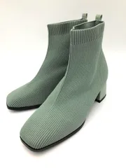 美品 THE YOn ザヨン チャンキーヒール ニットショート ブーツ size37/緑系 ◆■ レディース