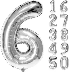 数字バルーン ６　アルミ風船 数字 約80cm 誕生日  飾り付け 記念日 パーティー シルバー