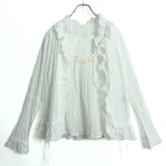 ピンクハウス★モチーフ&フリル♪二点セット！長袖ブラウス&タンクトップ 白系 刺繍ステッチ♪薄手 z17875