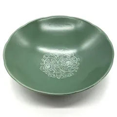 モスグリーン マット 盛り皿 パスタ皿 カレー皿 大皿 昭和レトロ 陶器 1枚