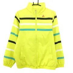【美品】ルコックゴルフ 2WAY中綿ジャケット イエロー 胸・袖ライン 袖着脱可 レディース M ゴルフウェア le coq sportif