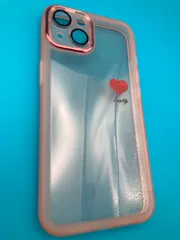 iPhone13 6.1インチ用 クリア ハートデザイン ソフトケース ピンク 透明 新品