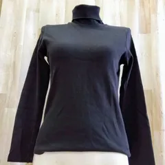 UNIQLO ユニクロ 美シルエット ✻ タートルネック 綿混ストレッチ S ブラック