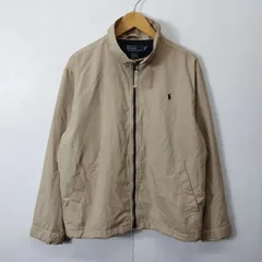 90s POLO RALPH LAUREN ポロ ラルフローレン スウィングトップ ジップアップ ジャケット ブルゾン 裏地 メッシュ ポニー 刺繍 ポリエステル 古着 vintage ベージュ系 S B354