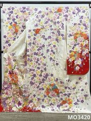 振袖 刺繍 金彩 銀通し 紋意匠 身丈170cm 撥水加工済 MO3432 - メルカリ