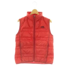 ザノースフェイス THE NORTH FACE ダウンベスト ジップアップ ロゴ刺繍 M レッド /DF ■OS