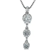 Pt850 Pt900 プラチナ ネックレス ダイヤモンド 0.51ct 3連 ラウンド スウィング 44cm【新品仕上済】【zz】【中古】