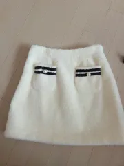 アイボリー ファー ミニスカート