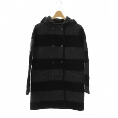 トラディショナルウェザーウェア Traditional Weatherwear ウール ボーダー キルティングコート フード 36 チャコールグレー ブラック /ES ■OS