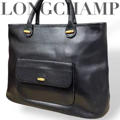 ☆★ LONGCHAMP　ロンシャン★トートバッグ　大容量　A4収納可　ゴールド金具　ロゴ　ブラック　現状品★♯2134