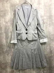plique a jour プリカジュール ラメ混 レース テーラード プリーツ ひざ丈 セットアップ ジャケット スカート スーツ size7AR/グレー ■◇ レディース