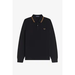 フレッドペリー メンズ トップス Tシャツ ポロシャツ Fred Perry Long Sleeve Twin Tipped Polo Shirt Black S77 ブラック