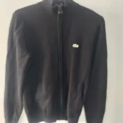 ラコステ ブラック ジップアップ カーディガン