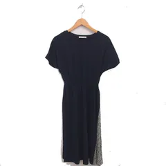 ナチュラルビューティーベーシック NATURAL BEAUTY BASIC ワンピース フレア ロング 花柄 切り替え プルオーバー 半袖 Ｍ ネイビー 紺 /TT26