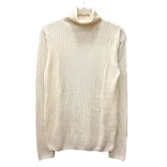 プラステ PLST ニット カットソー タートルネック 長袖 リブ ウール M 白 アイボリー /MN