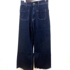 ザラ ZARA パンツ デニム ジーンズ ワイド ロング S インディゴ /RT