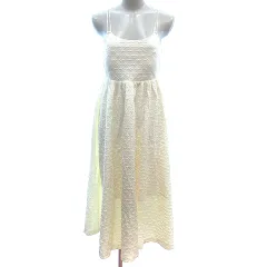 ミストレアス MISTREASS キャミソールワンピース マキシ ロング エンボス加工 F クリーム色 白 ホワイト /AU