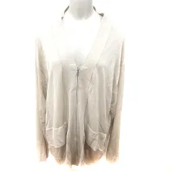 ザラ ZARA カーディガン ニット 長袖 ジップアップ L ベージュ /RT