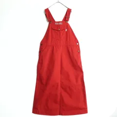 ピンクハウス★デニムのジャンパースカート 赤系 ロゴ刺繍入り♪無地 z17872