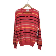 クロコダイル crocodile カシミヤ混 ボーダー Vネックセーター メンズ JPN：L 