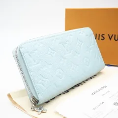 ★3日以内返品可★ 極美品 LOUIS VUITTON ルイ・ヴィトン アンプラント ジッピーウォレット アズールフロスト M12680 長財布 ブルー カーフレザー レディース