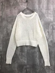 BEAUTY & YOUTH ビューティ&ユース ユナイテッドアローズ 綿混 透かし編み ショート丈 ニット セーター オフホワイト ■◇ レディース