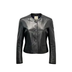 19b13 RUFFO ルッフォ レザージャケット ノーカラージャケット イタリア製 レディース 女性用 ブラック 本革 leatheru02t