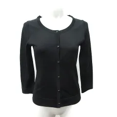 エムプルミエ M-Premier カーディガン カットソー 七分袖 36 S 黒 ブラック /YI