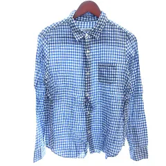 ジャーナルスタンダード ラックス JOURNAL STANDARD LUXE ステンカラーシャツ ブラウス ギンガムチェック 長袖 M 青 ブルー /AU