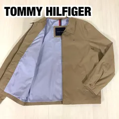 【良好】TOMMY HILFIGER トミーヒルフィガー スウィングトップ ナイロンジャケット L ベージュ 刺繍ロゴ 着丈70cm 肩幅49cm 身幅(脇下)62cm 袖丈68cm【古着】