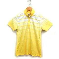 アディダス adidas 国内正規品 半袖 シャツ ボーダー柄 ロゴマーク刺繍 ゴルフウエア M イエロー 黄 /FT17
