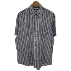 NAUTICA　チェックシャツ　半袖　トップス　ボタンダウン　胸ポケット　ワンポイント　刺しゅう　ストリート　古着　/1122