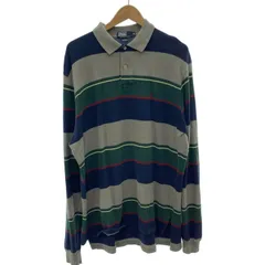POLO by RALPH LAUREN　ポロシャツ　長袖　トップス　ハーフボタン　ボーダー　ワンポイント　スモールポニー　刺しゅう　オーバーサイズ　USA製　古着　/1596