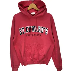 Champion /チャンピオン 00年代/00’s ヴィンテージ ST.EDWARD’S UNIUERSITY カレッジ刺繡 パーカー フーディー プルオーバー 長袖 フロント刺繡 袖刺繡 Honduras製 Mサイズ ピンク