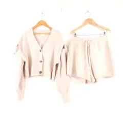 美品 gelato pique ジェラートピケ エアリーモコショート セットアップ ONE SIZE ポリエステル100％ ショートパンツ 長袖 ルームウェア 部屋着 レディース AO3744A82 