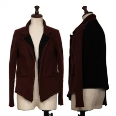 ワイズY's 切替バイカラーボタンレスニットカーディガン 茶黒2