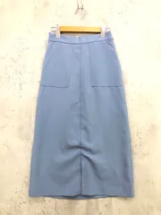 nano universe ナノユニバース ポリエステル フロントスリット タイト スカート size38/水色 ■◇ レディース