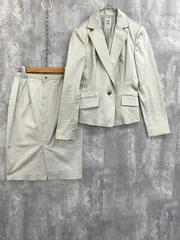 MICHEL KLEIN ミッシェルクラン 綿混 ひざ丈 タイト セットアップ ジャケット スカート スーツ sizeジャケット36/スカート38/ベージュ ◇■ レディース