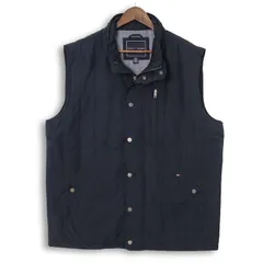 大きいサイズ メンズUS-XLサイズ トミーヒルフィガー フルジップ キルティングベストネイビー TOMMY HILFIGER 古着 hjc-0081