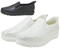 パータム 7110 PARTAM スリッポンシューズ スリッポンスニーカー レディーススニーカー ハンズフリー 立ったまま履ける靴 手を使わずに履ける靴 軽量 サイドゴア 履きやすい 軽い レディース 靴 ホワイト ブラック/ブラック 白 黒