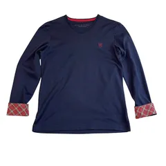 古着 ブラックレーベル クレストブリッジ ロングスリーブ Tシャツ クリーニング済み ネイビー×レッド メンズ サイズ2