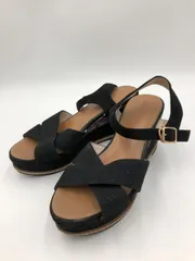 ORiental TRaffic オリエンタルトラフィック 9216 ラメ ウェッジソール サンダル sizeM/黒 ■■ レディース