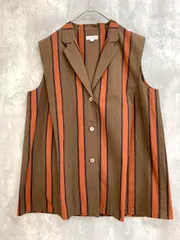 STEVEN ALAN スティーブンアラン ストライプ コットン ベスト sizeM/ブラウン系 ■■ レディース